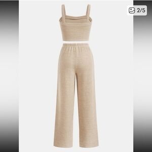 Solid Cami Top & Wide Leg Pants Matching Set XS